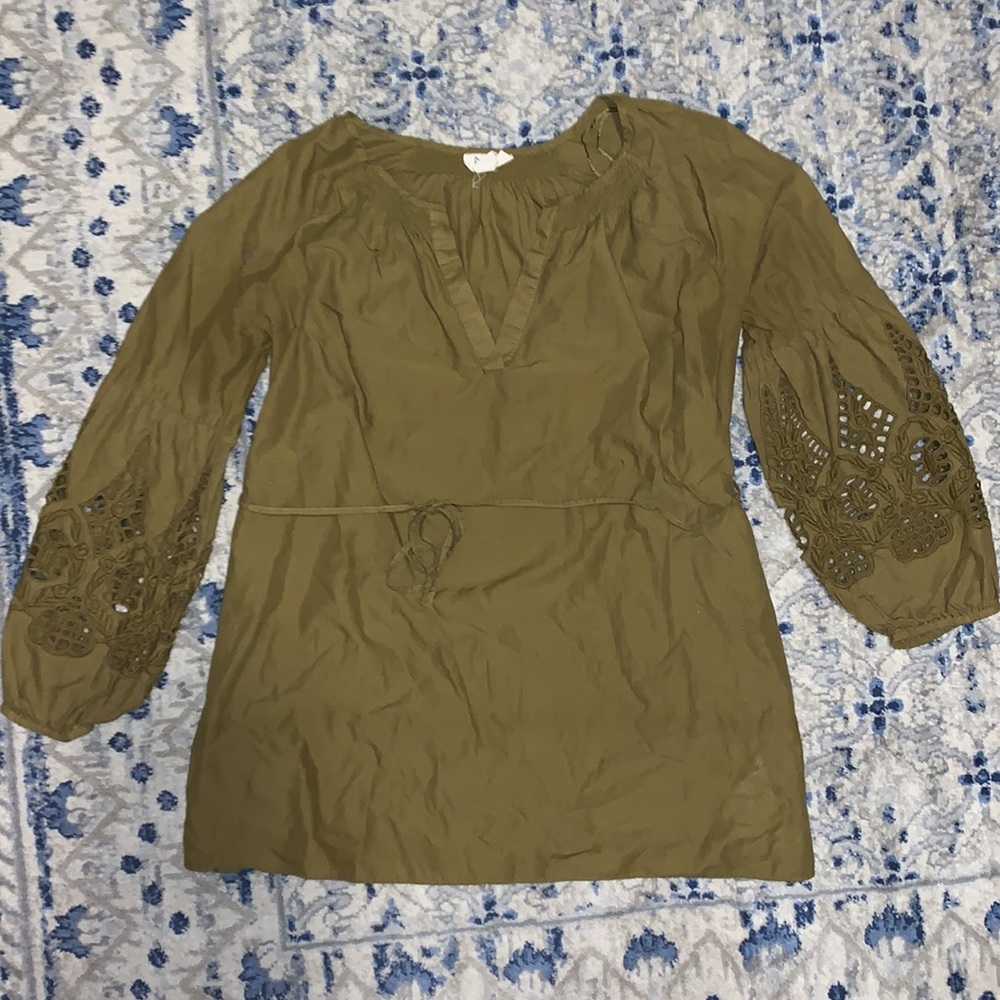 Mimi Maternity Top with Embroidered Accent Sleeve